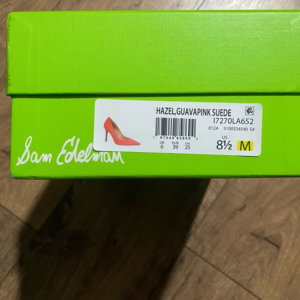 Sam Edelman Pink Coral Suede Pointed-Toe Stiletto Pumps (Hazel) brand new - Picture 6 of 6